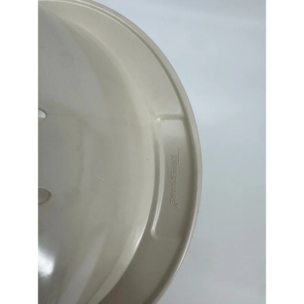 Tupperware Microwave Steamer Set 3/4 Qt 750mL Almond Beige 3pc Vintage Cookware